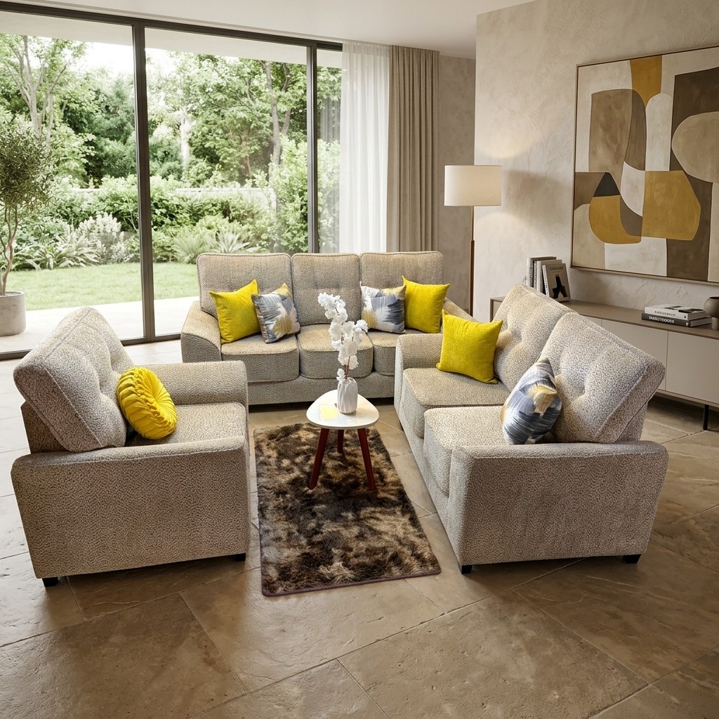 Juego de Sala 3-2-1 Contemporáneo Beige Confort