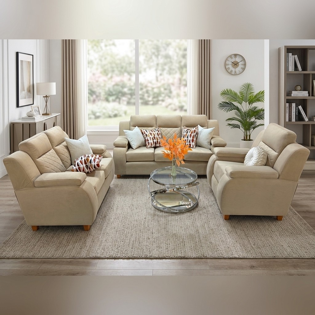 Juego de Sala 3-2-1 Reclinable Confort Beige