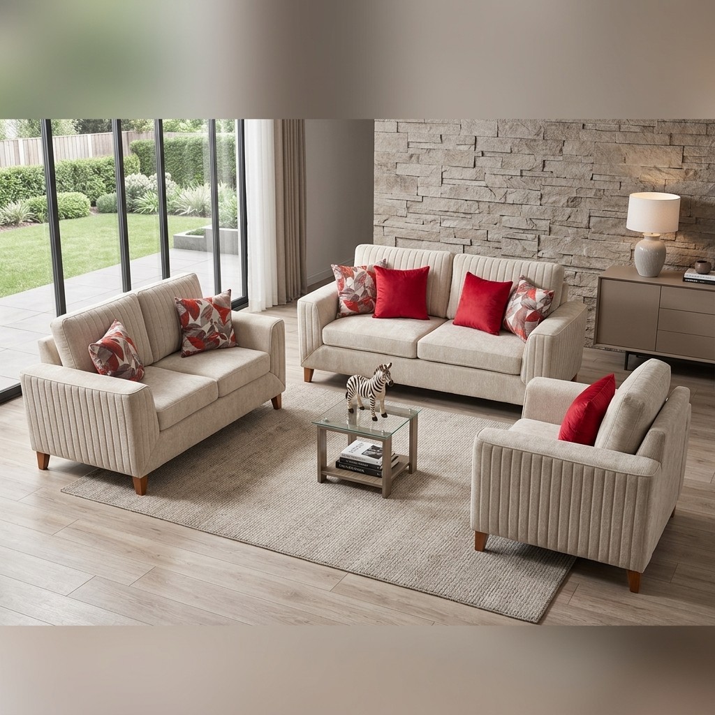 Juego de Sala 3-2-1 Contemporáneo Beige