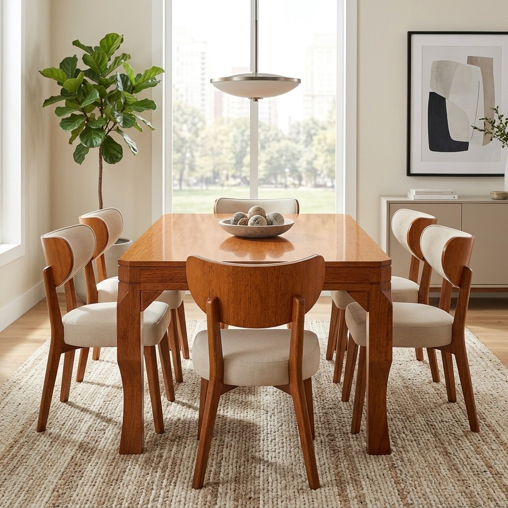 Juego de Comedor 6 Sillas Madera Contemporáneo Beige