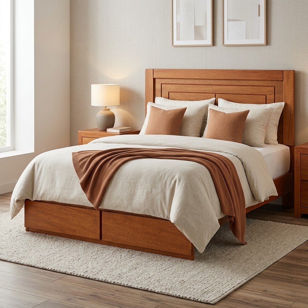 Cama 2 Plazas de Madera con Cajones Integrados