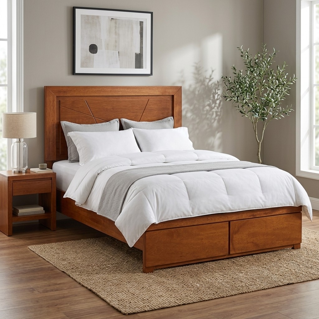 Cama 2 Plazas de Madera con Cajones Integrados