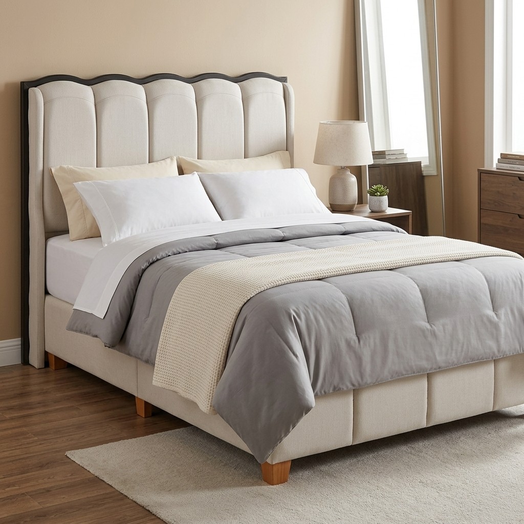 Cama Tapizada 2 Plazas Alondra Beige
