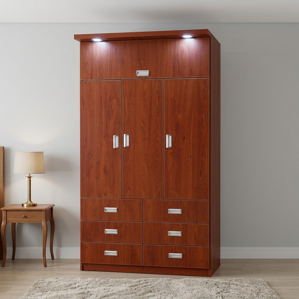 Ropero Closet 3 Puertas y 6 Cajones con Luces LED