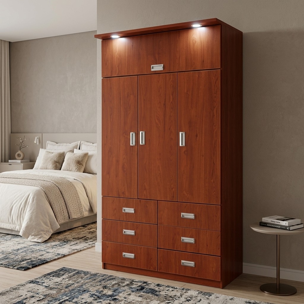Ropero Closet 3 Puertas y 6 Cajones con Luces LED