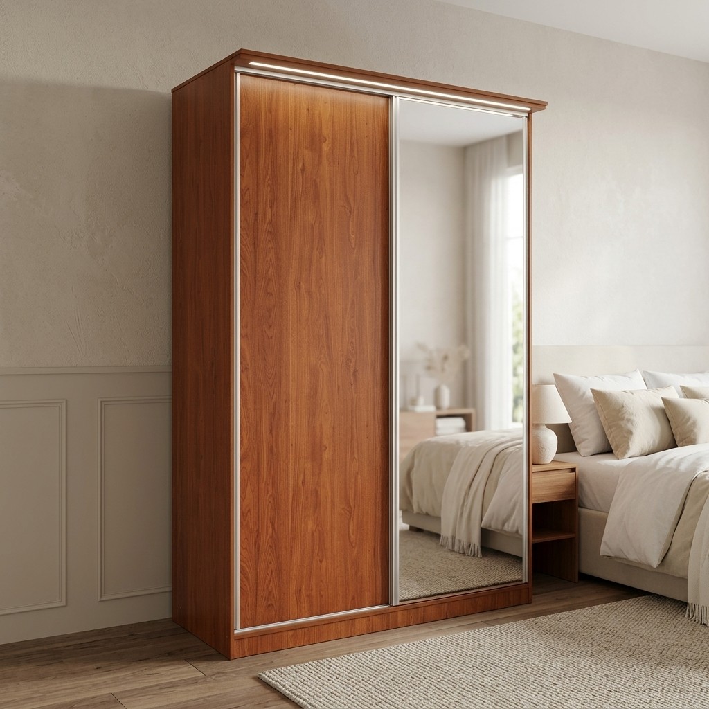 Ropero Closet 2 Puertas Corredizas con Espejo y Luz LED