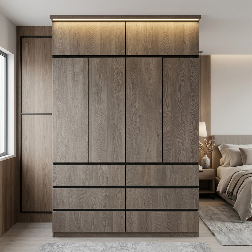 Ropero Closet Moderno 6 Puertas y 6 Cajones Roble