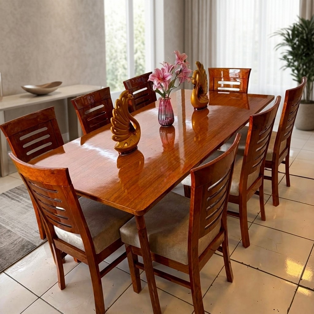Juego de Comedor 8 Sillas Madera Tablero Brillante