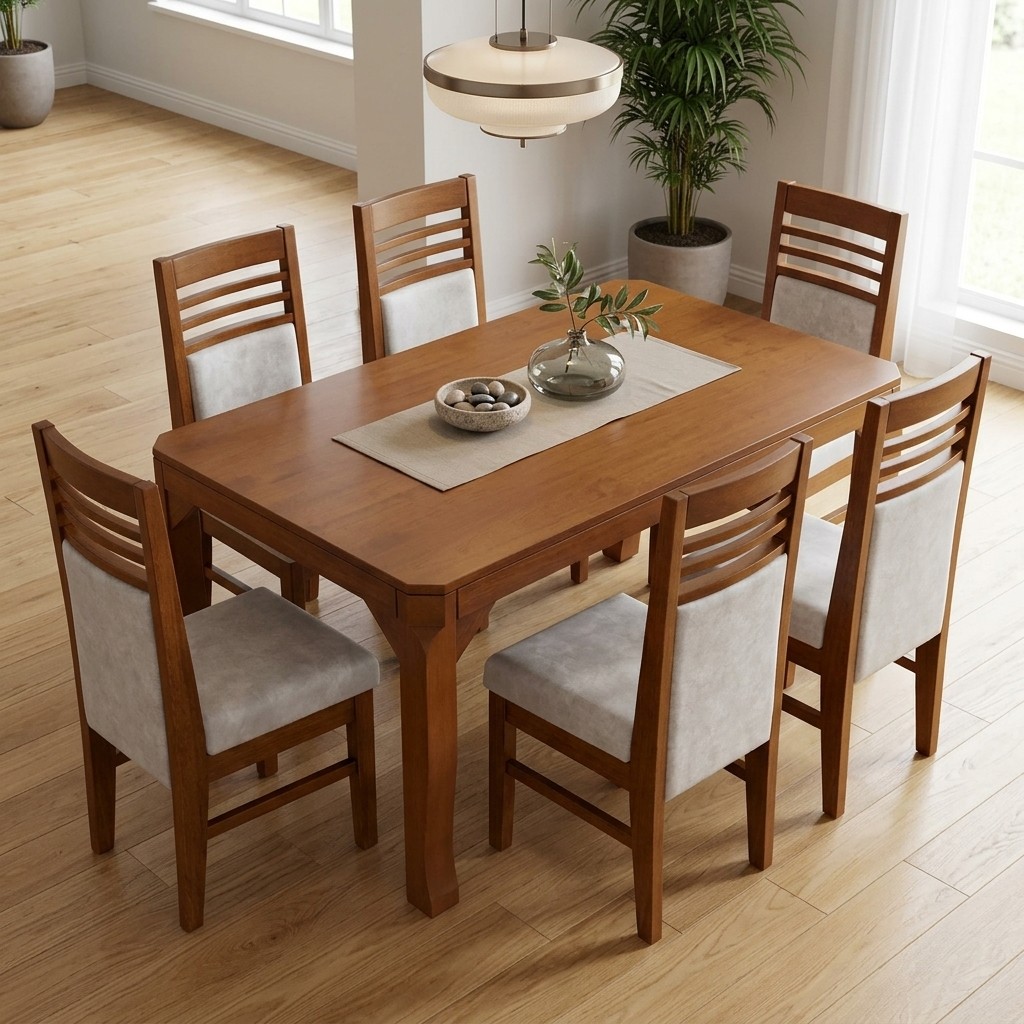 Juego de Comedor Familiar en Madera Tornillo