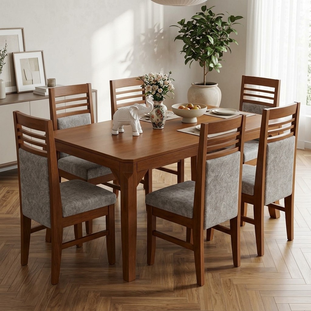 Juego de Comedor Familiar en Madera Tornillo
