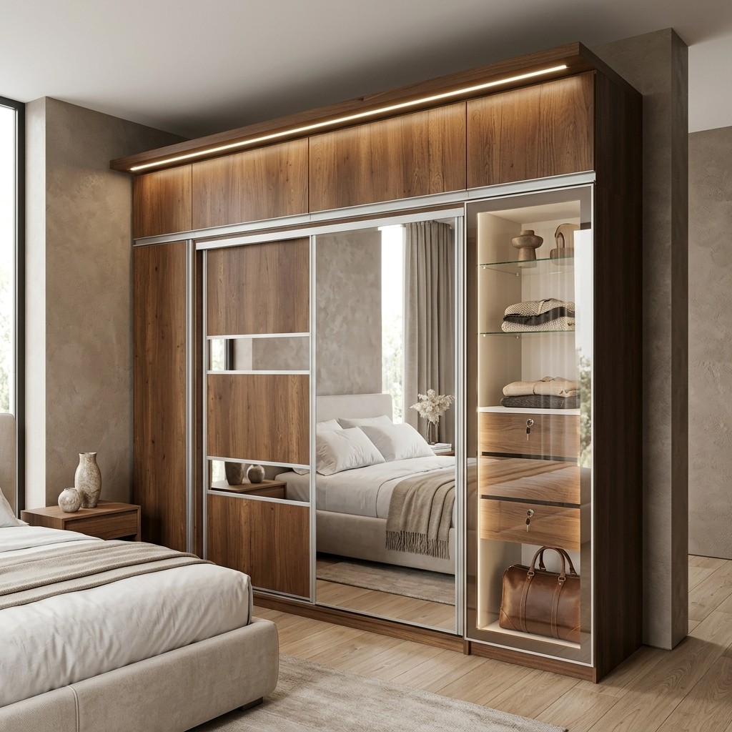 Ropero Closet Elegante Imperial con Espejo y Luces LED
