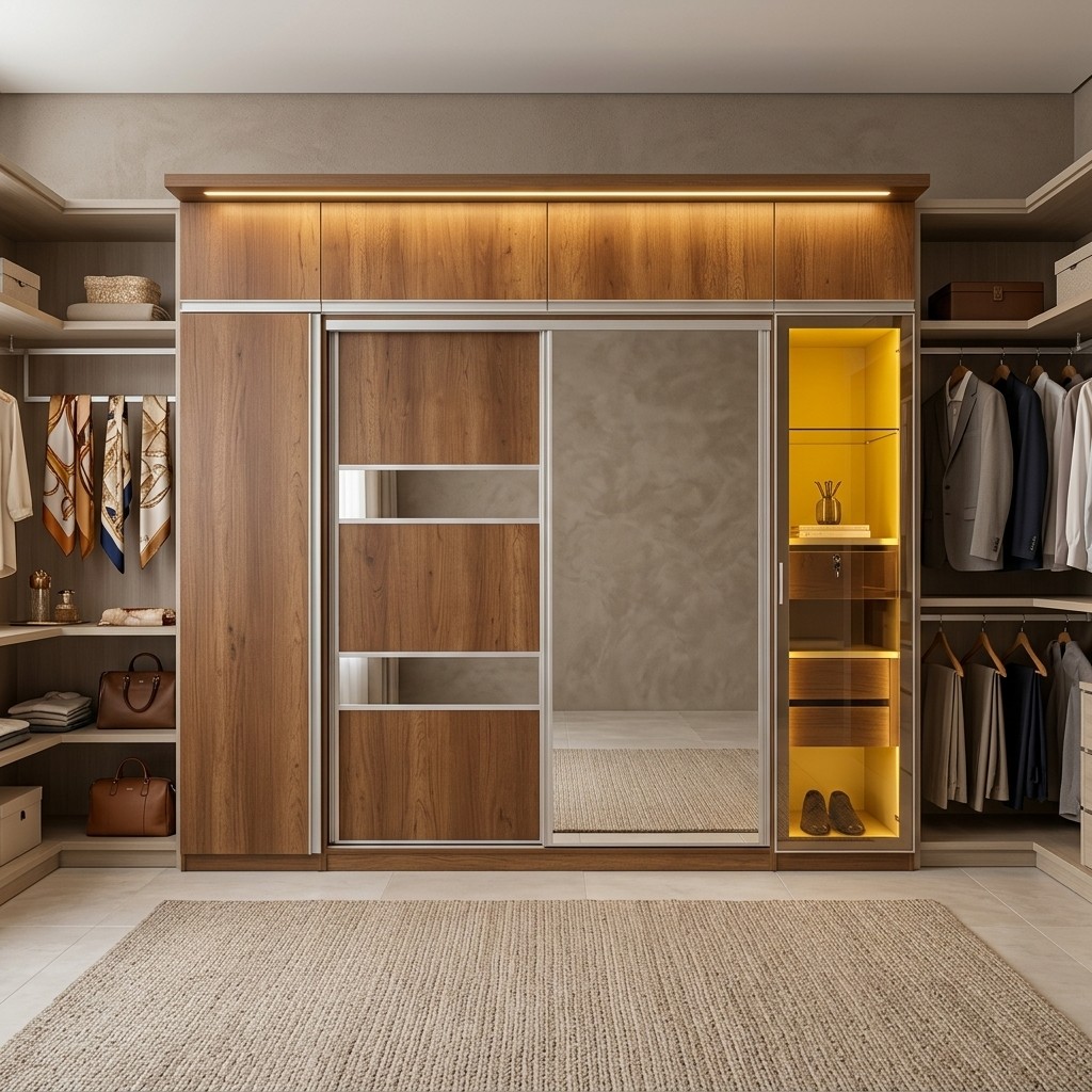 Ropero Closet Elegante Imperial con Espejo y Luces LED