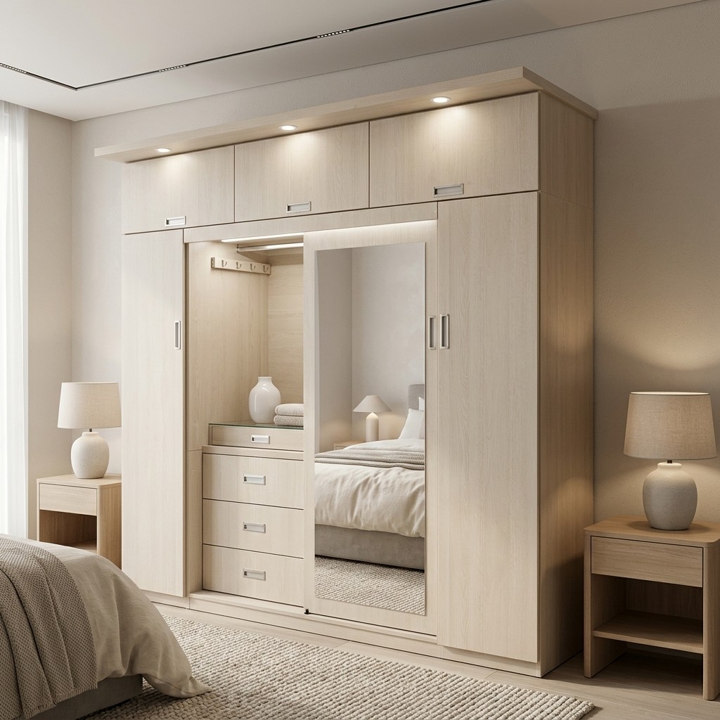 Ropero Closet Multifuncional con Espejo y Luces LED