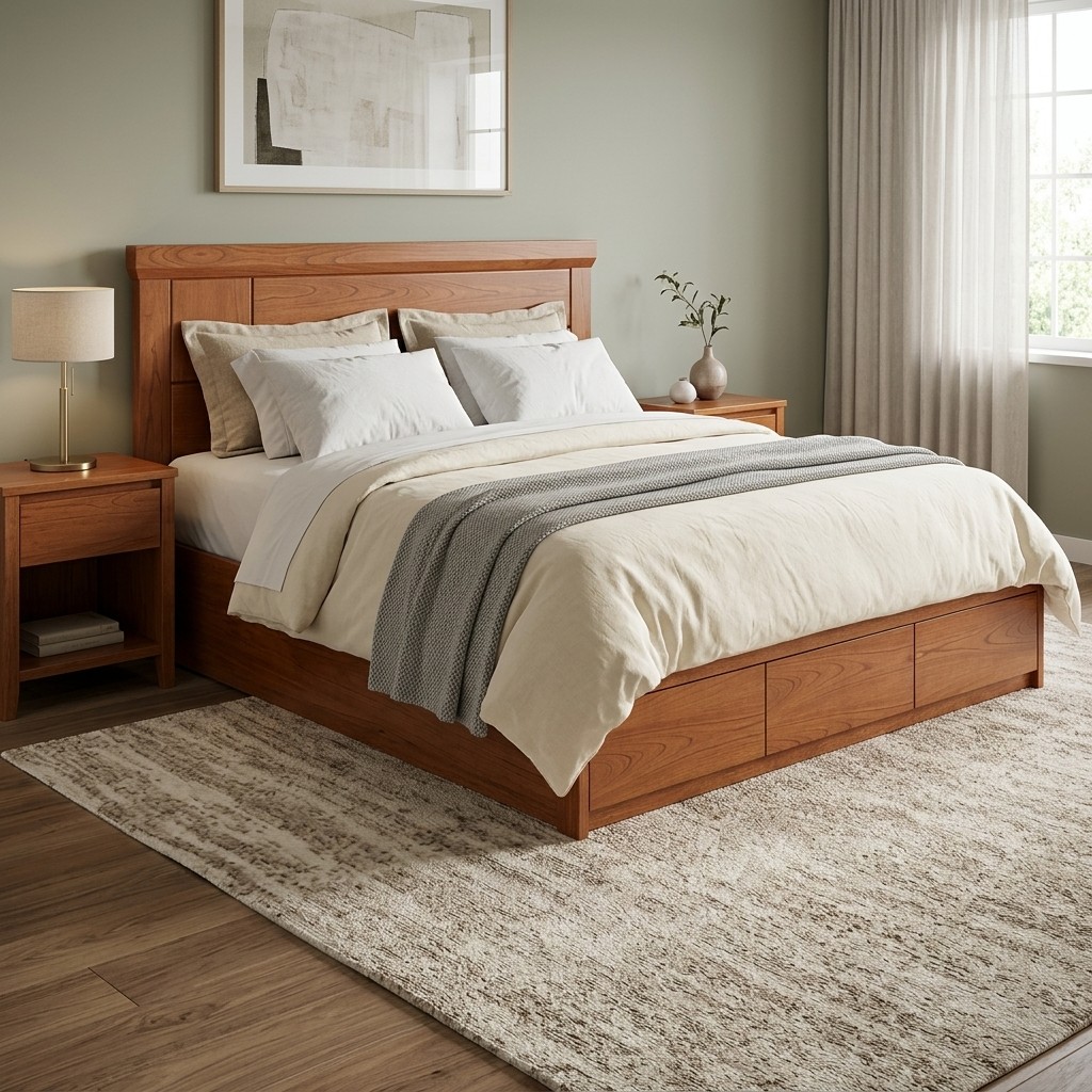 Cama King Size de Madera con Cajones Organizadores