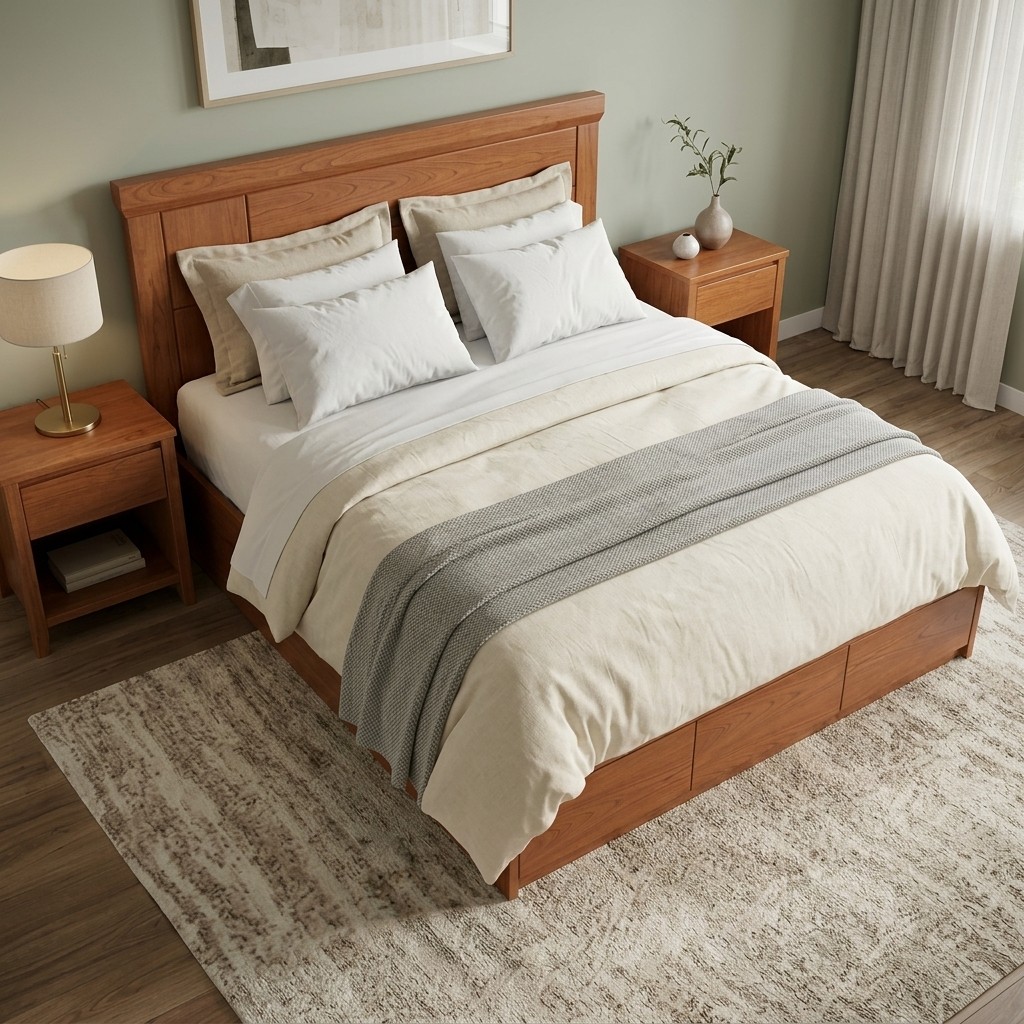 Cama King Size de Madera con Cajones Organizadores