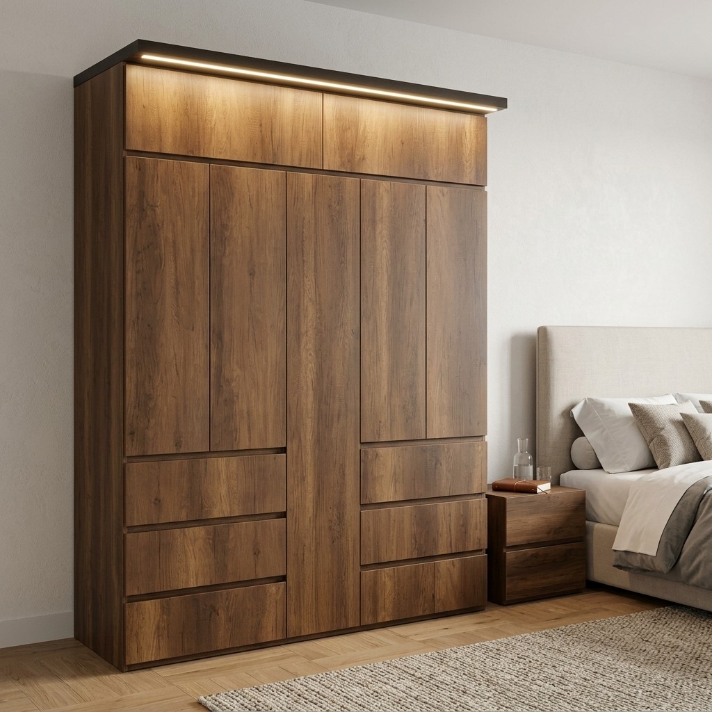 Ropero Closet Moderno Caramelo con Luz LED Superior