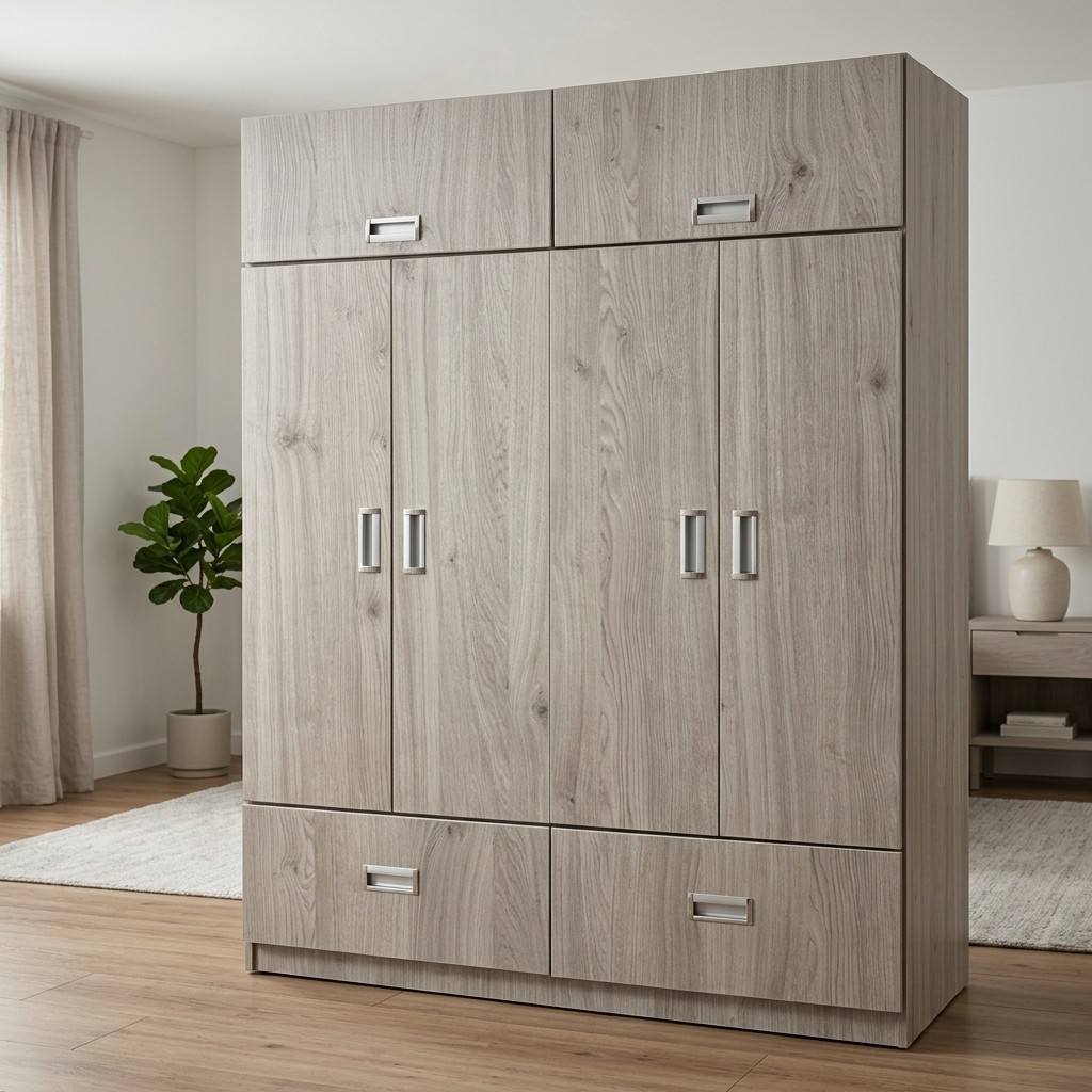 Ropero Closet 4 Puertas con Maletero y Cajones