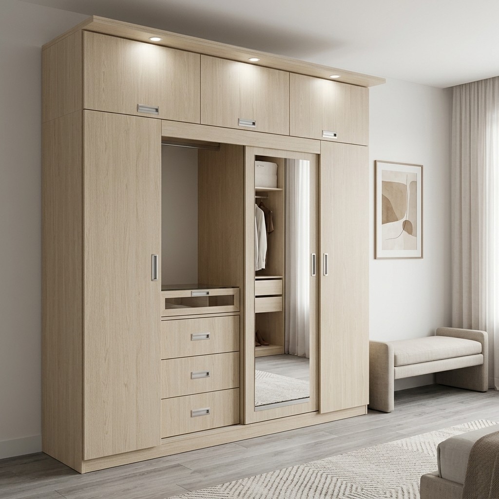 Ropero Closet Premium Con Espejo Y Maletero