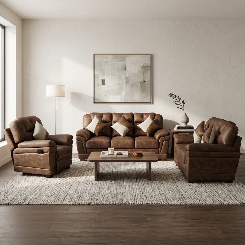 Juego De Sala Reclinable Boston Chick 3-2-1 Sepia