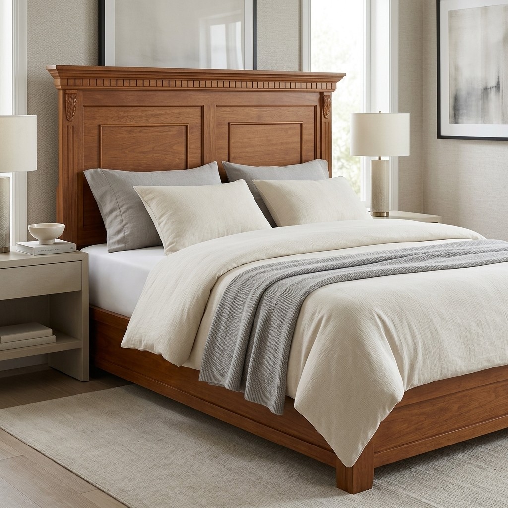Cama 2 Plazas Clásica en Madera Tornillo Maciza