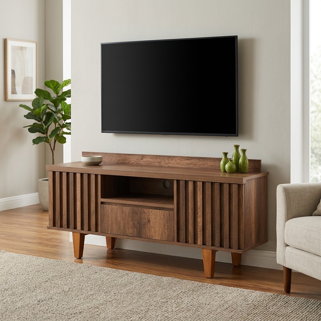 Porta Tv Nórdico Con Acabado Listonado