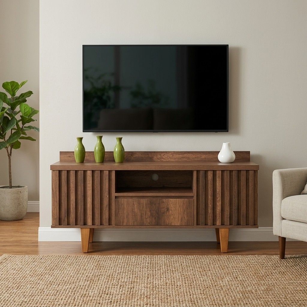 Porta Tv Nórdico Con Acabado Listonado