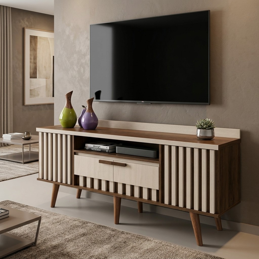Mueble Rack para TV Moderno Alistonado en Melamina