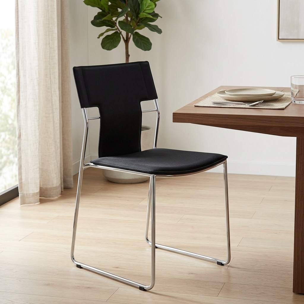 Silla Fija Deco Sin Brazos Tapizada Negra