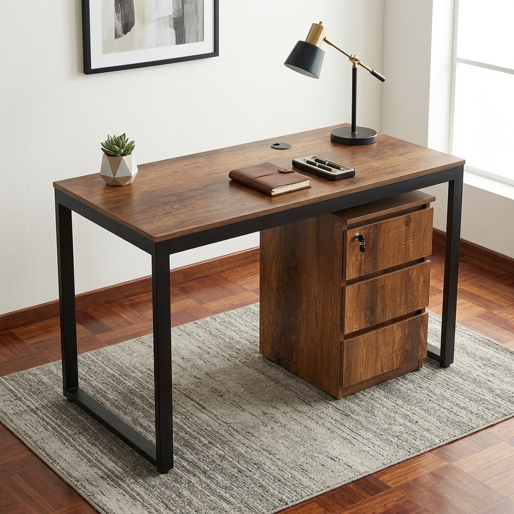 Escritorio Industrial Loft con Cajonera y Llave