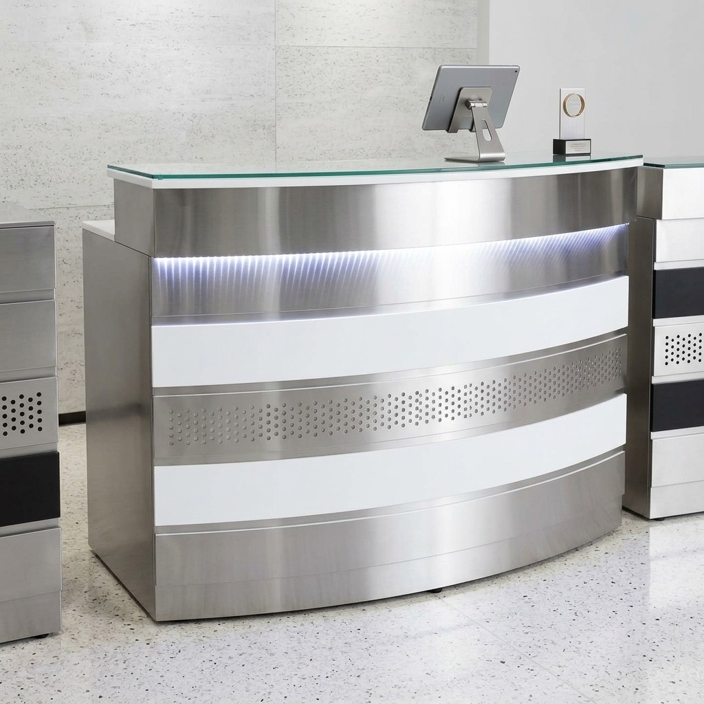 Counter de Recepción Curvo Moderno con Iluminación LED