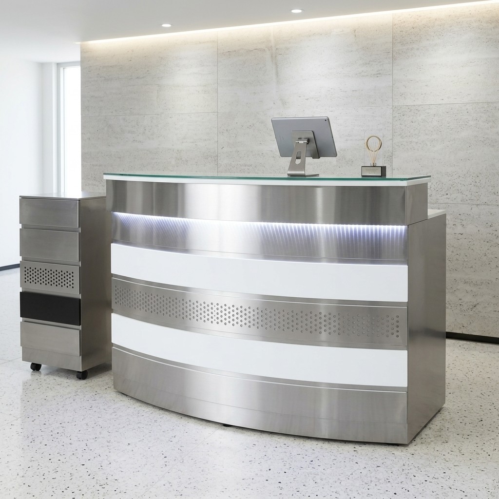 Counter de Recepción Curvo Moderno con Iluminación LED