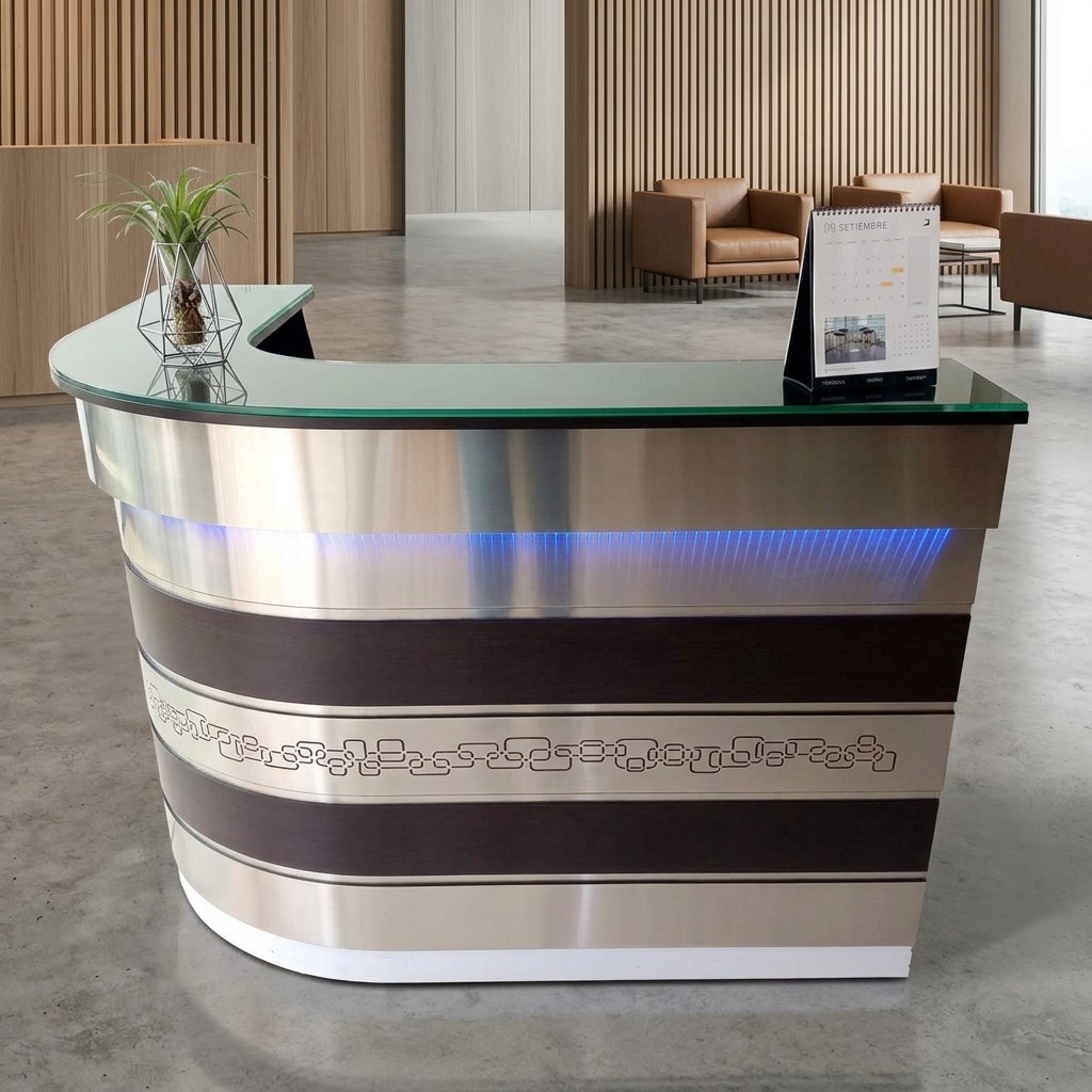 Counter de Recepción Curvo Moderno con Luz LED