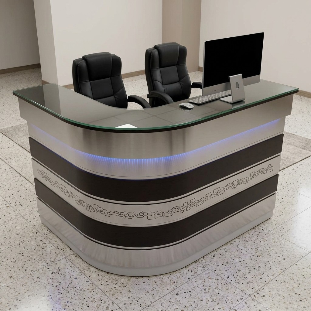 Counter de Recepción Curvo Moderno con Luz LED