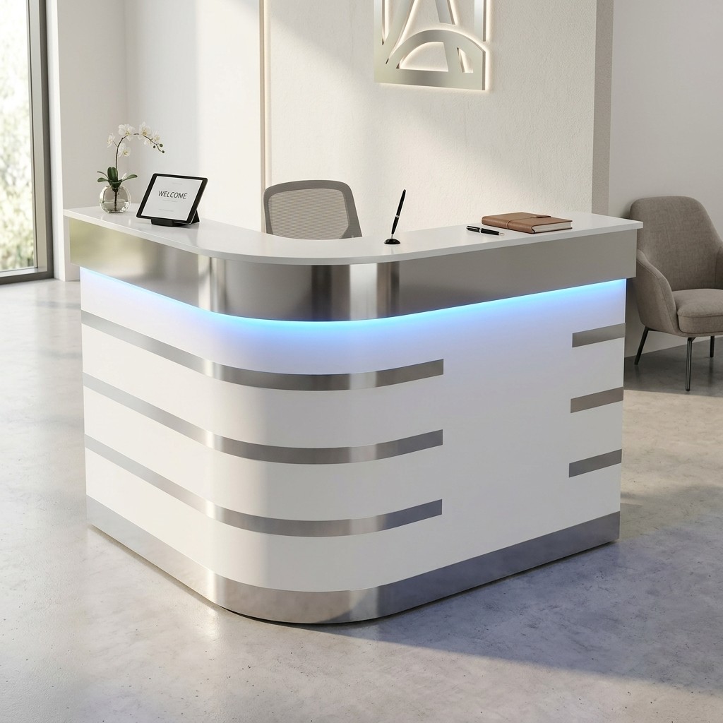 Counter de Recepción Curvo Moderno con Iluminación LED