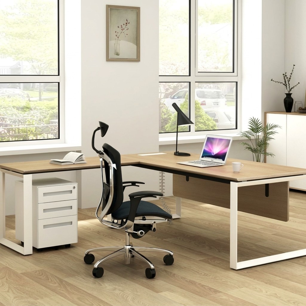 Escritorio Ejecutivo en L con Cajonera Móvil