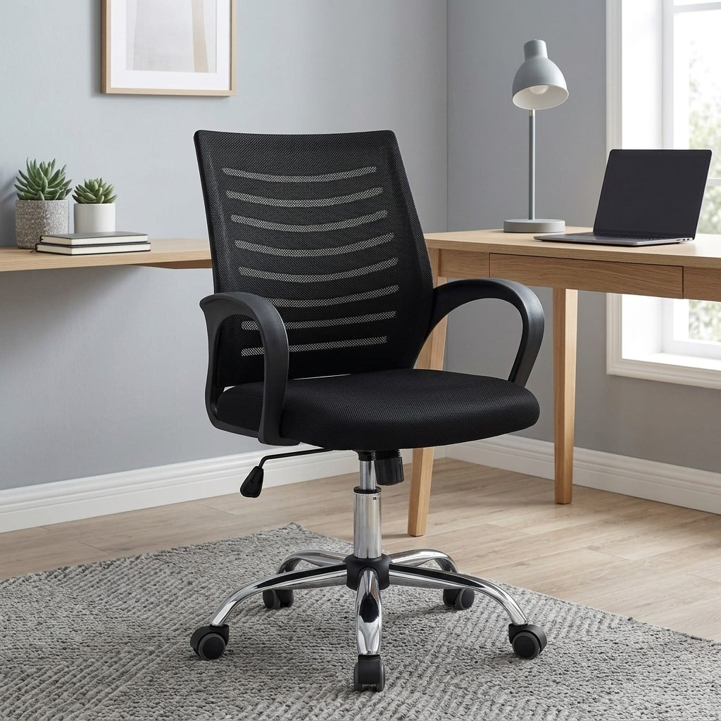 Silla de Oficina Giratoria Ergonómica Escocia Negra