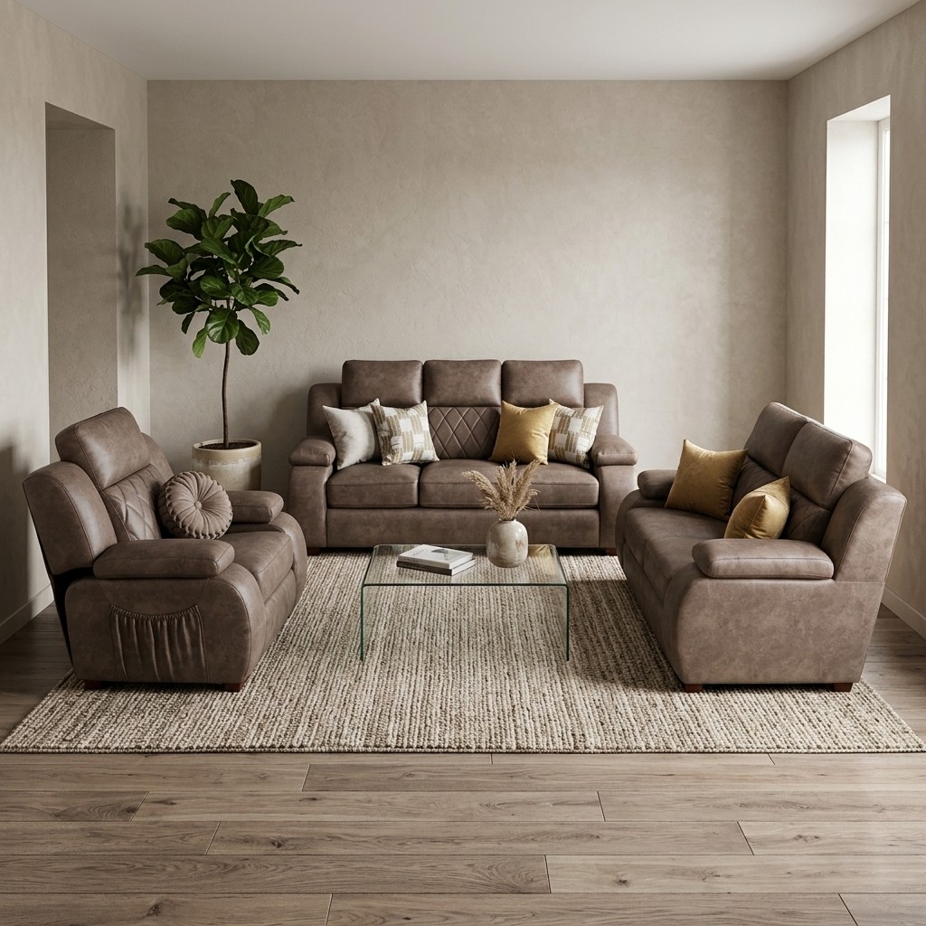 Juego de Sala 3-2-1 Reclinable Confort Café