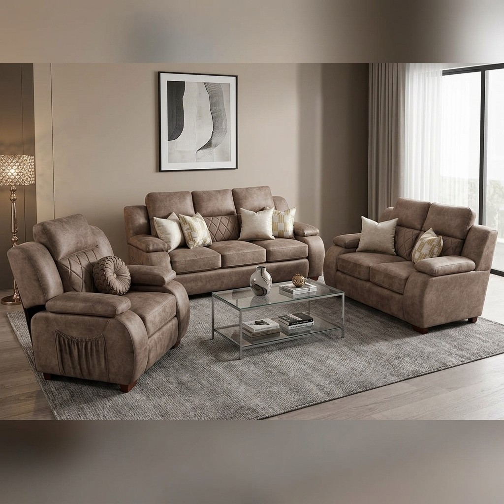 Juego de Sala 3-2-1 Reclinable Confort Café