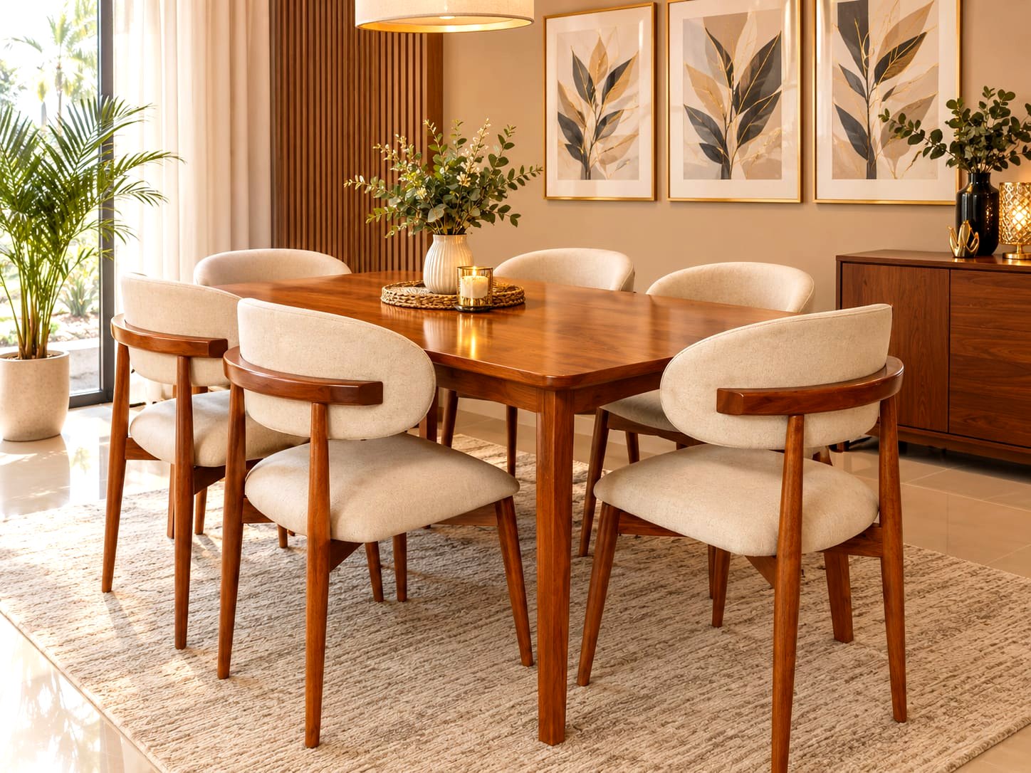 Juego de Comedor Nórdico 6 Sillas de Madera
