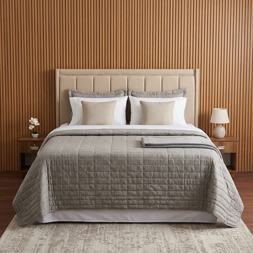 Cama King Clásica Tapizada con Cabecera Acolchada