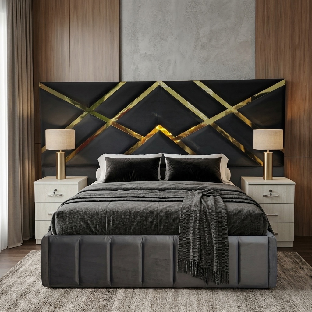 Cama 2 Plazas Tapizado Imperial Efecto Espejo