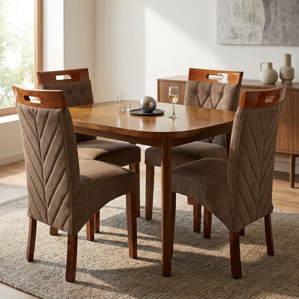 Juego De Comedor 4 Sillas En Madera Tornillo