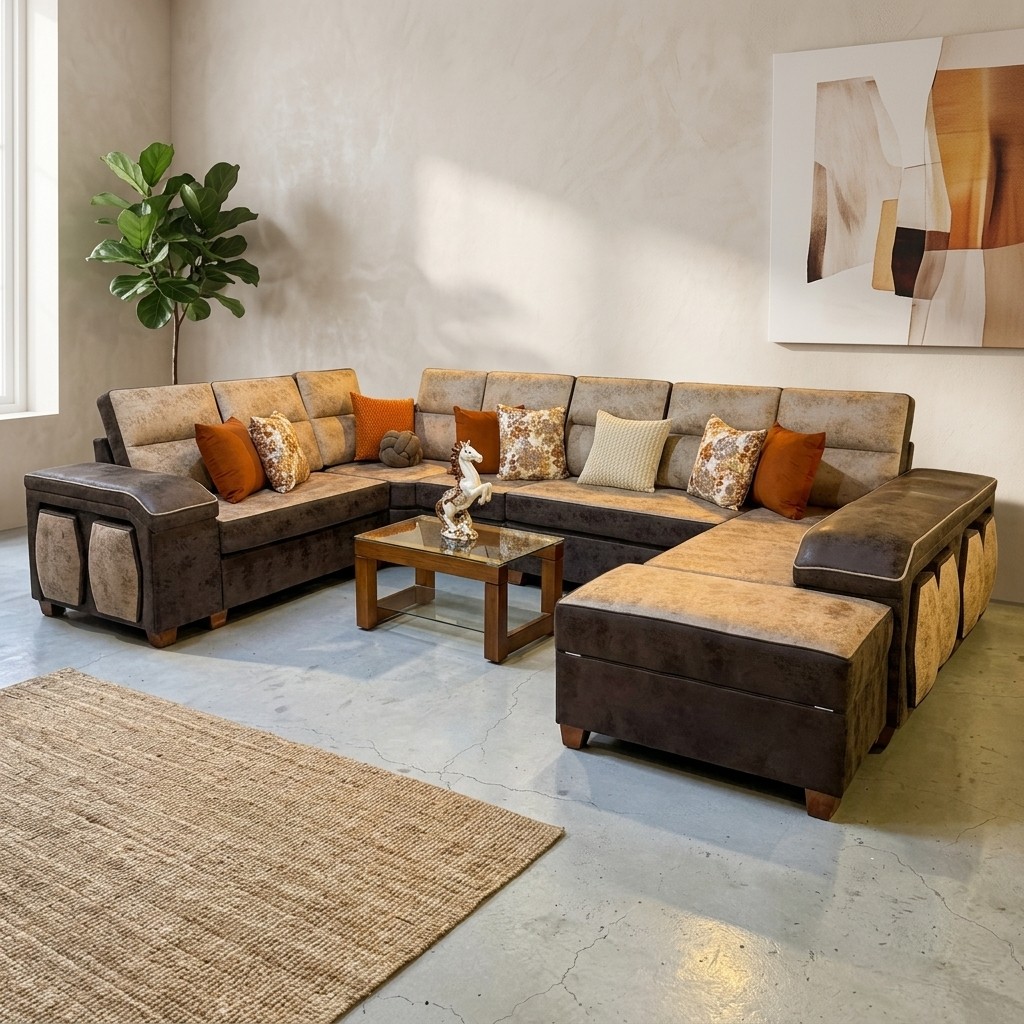 Sala Seccional en L Multifuncional con Cama