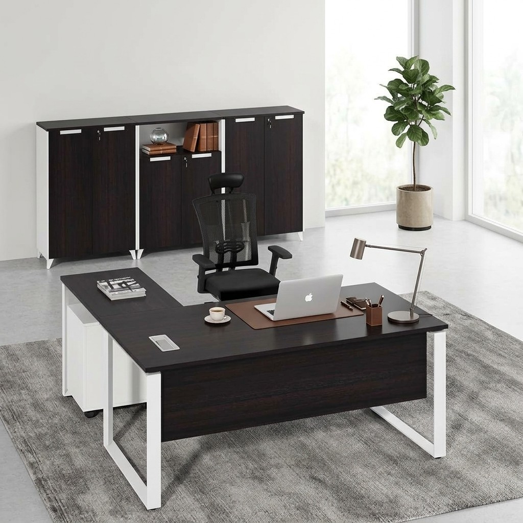 Escritorio Gerencial en L Moderno con Cajonera