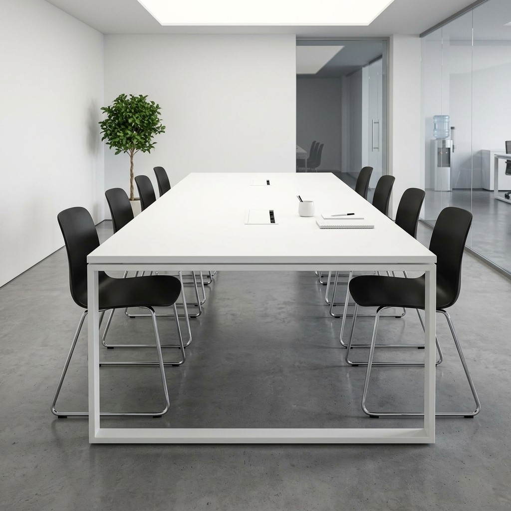 Mesa de Reuniones Minimalista Blanca 8-10 Personas