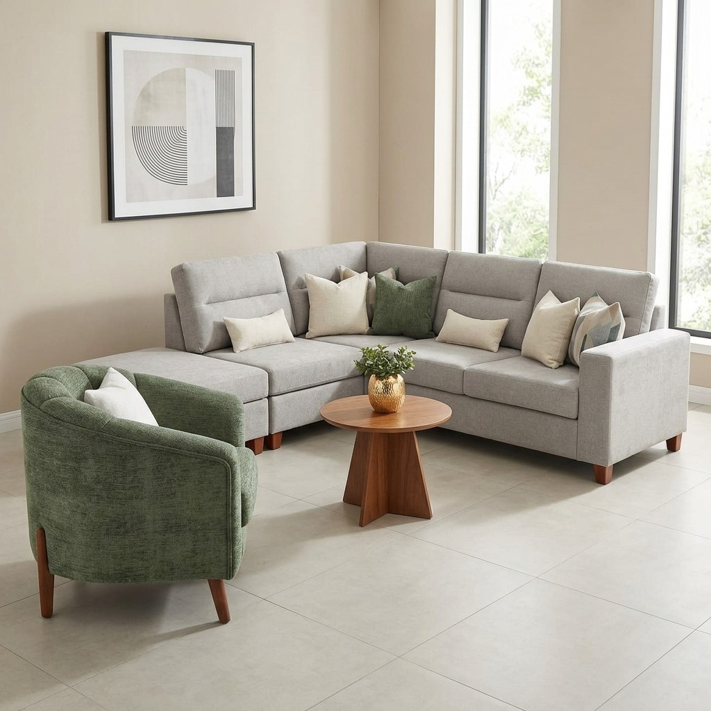 Sofá Seccional Modular con Butaca Accent Contemporáneo