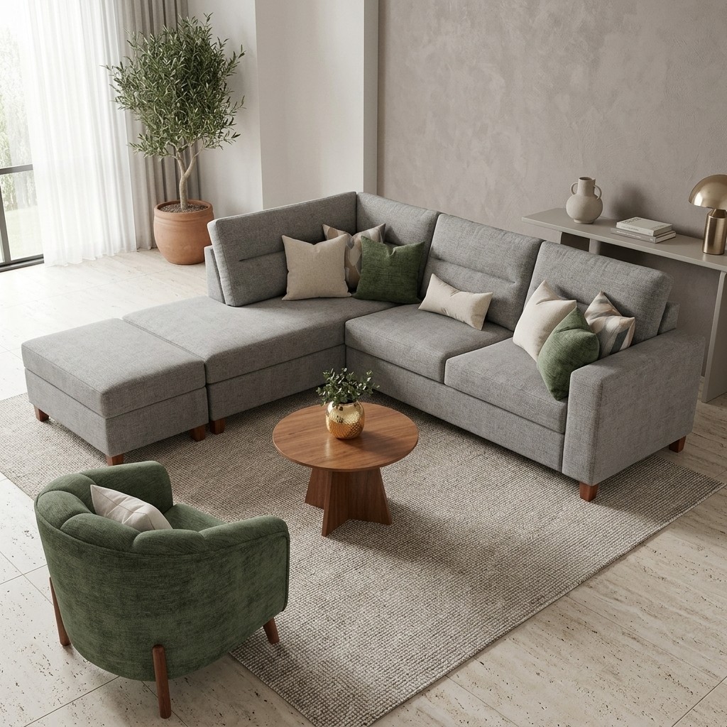 Sofá Seccional Modular con Butaca Accent Contemporáneo