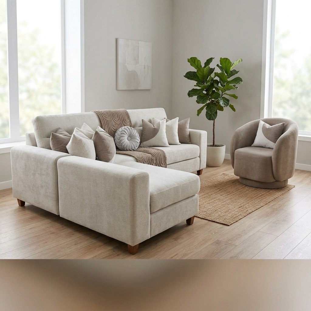 Juego de Sala Seccional con Chaise y Butaca Moderna