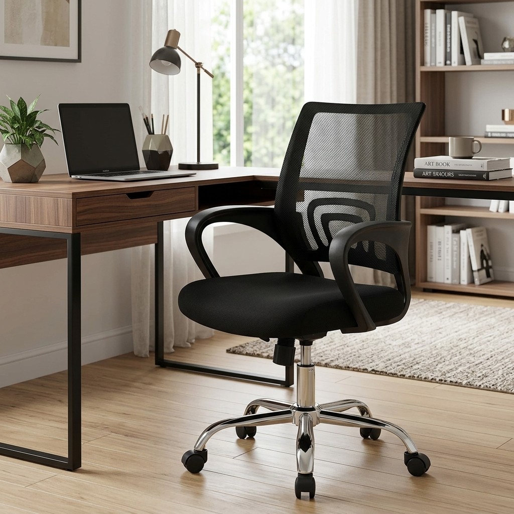 Silla de Oficina Giratoria Ergonómica Mesh Negra