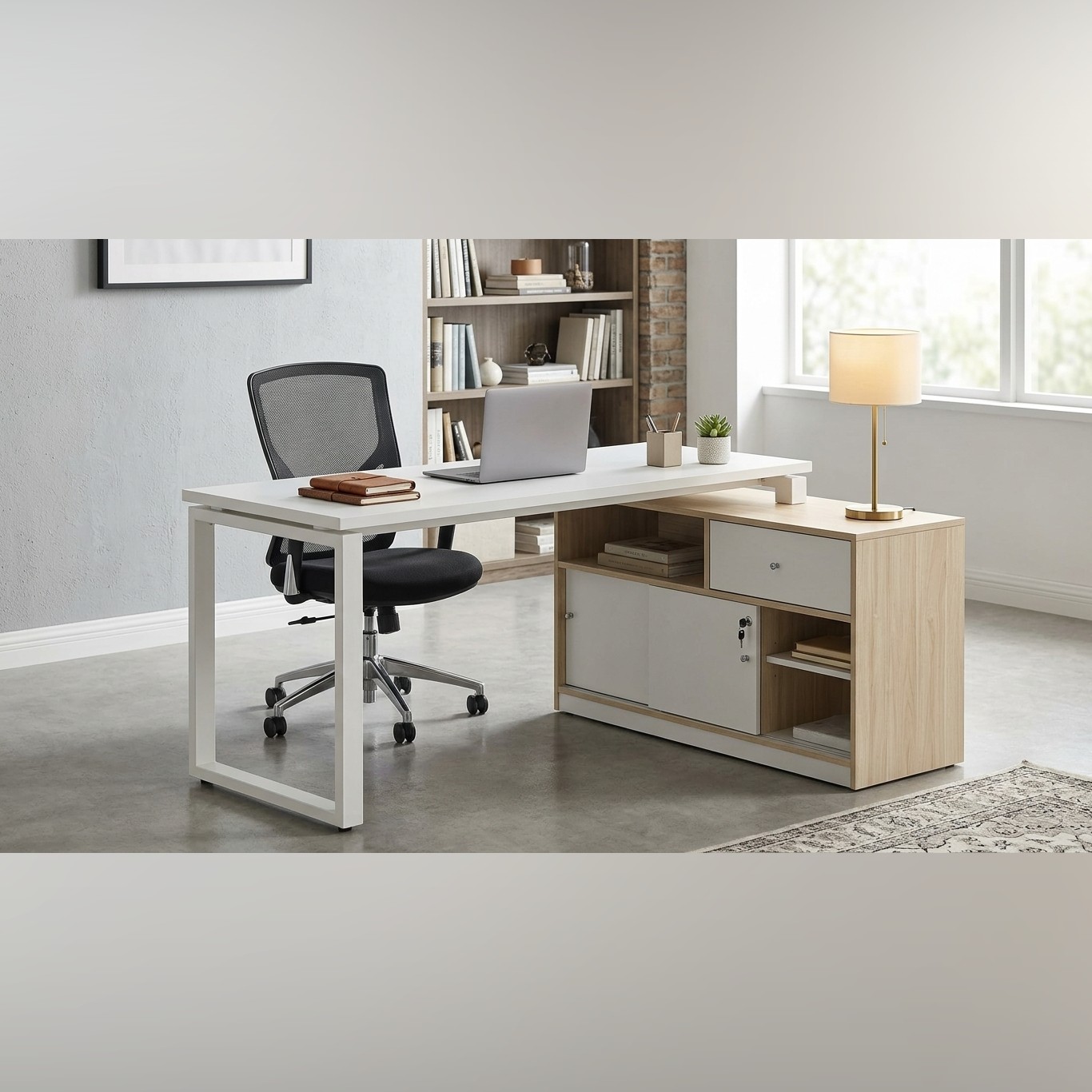 Escritorio Ejecutivo Moderno con Mueble Lateral